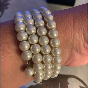 Faux pearl wrap bracelet